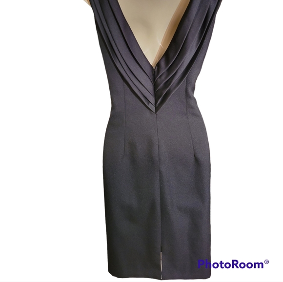 LORI ANN Montreal 10 Party Dress Black, Around Neck Folded Satin Collar Broch fr - Picture 7 of 12
